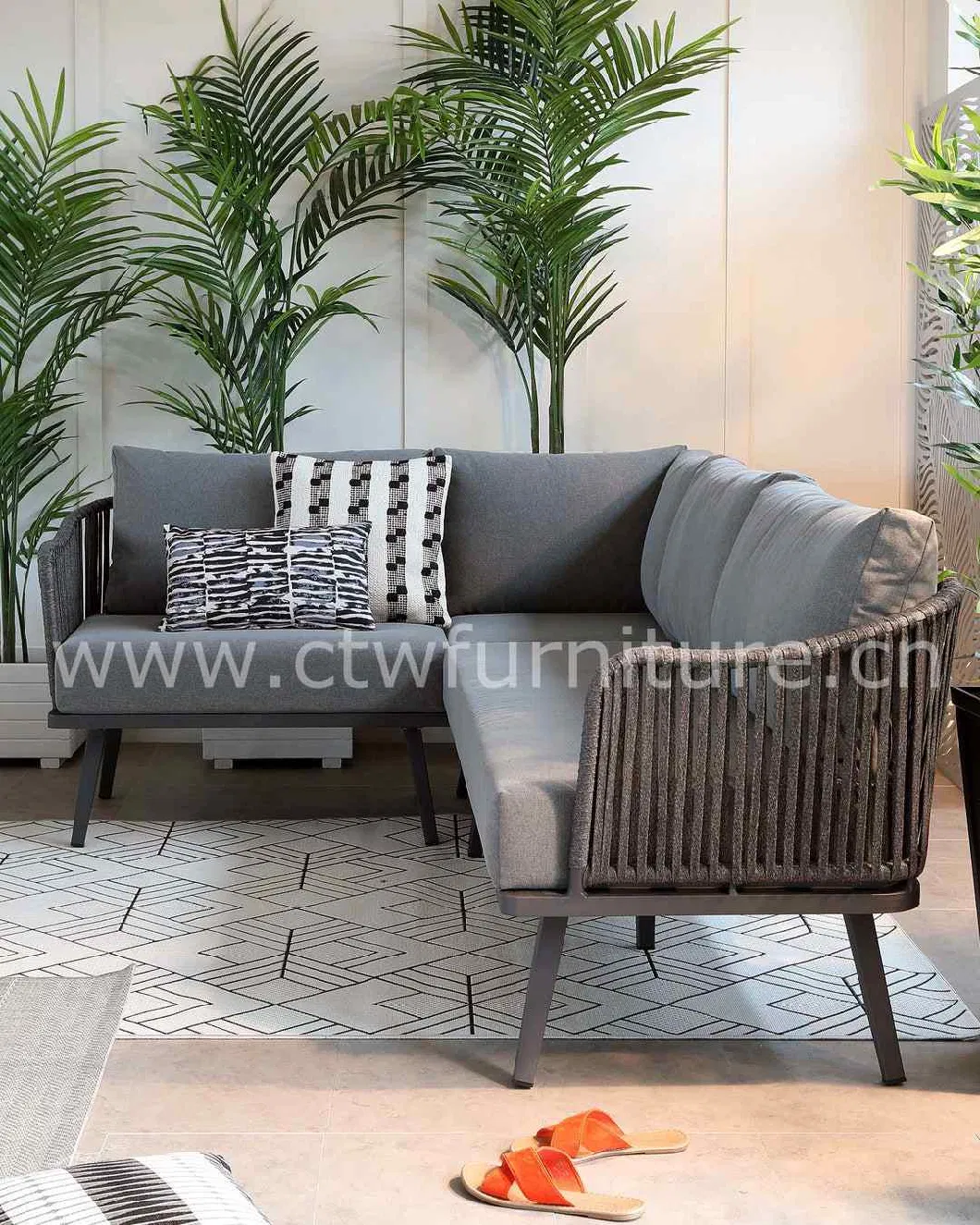 Morden Aluminum Rope Sectional Outdoor Garden Furniture Lounge Sofa Set