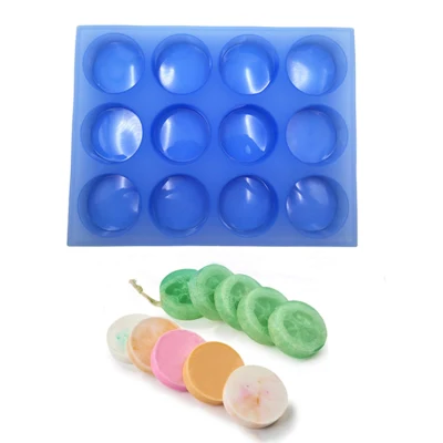 12 Cavities Round Silicone Soap Mold DIY Soap Dish Handmade Soap Maker Candle Mold