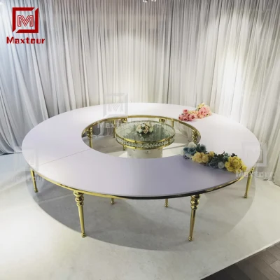 Big Round Half Moon Shape Gold Stainless Steel Wedding Event Dining Tables