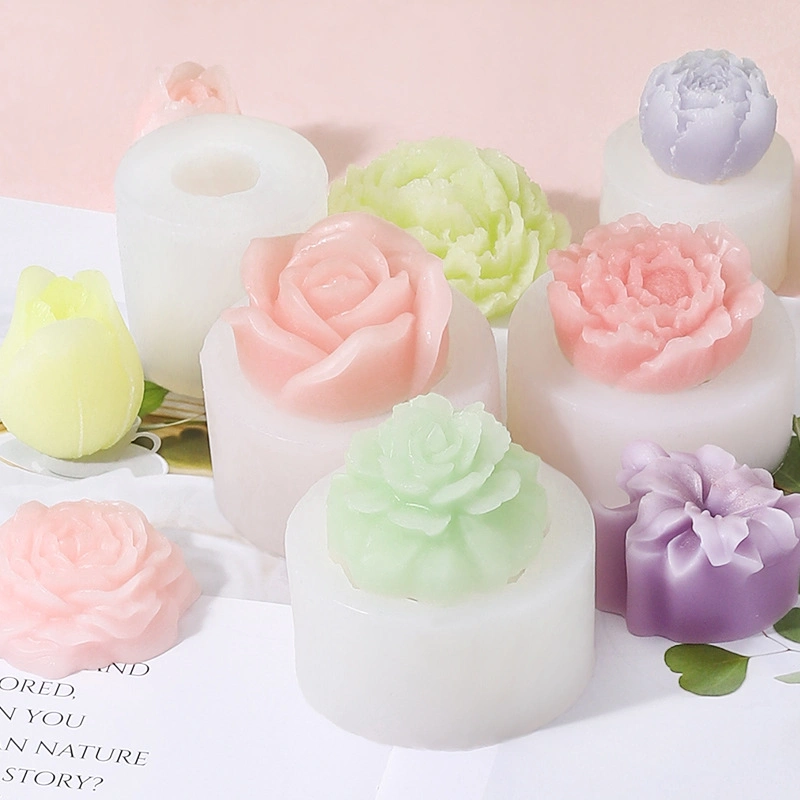 New Silicone 3D Drip Molds DIY Flower Aroma Candle Mold Silicone Plaster Molds