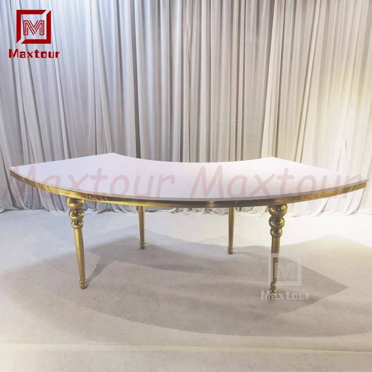 Big Round Half Moon Shape Gold Stainless Steel Wedding Event Dining Tables