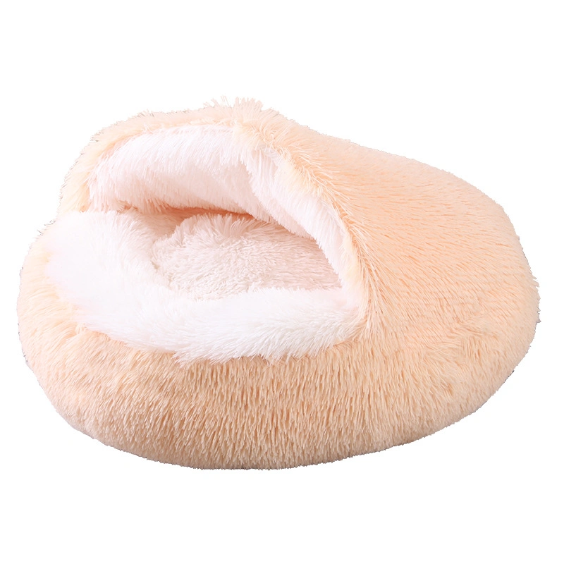 Deep Sleep Half Package Closed Pet Comfortable Cozy Soft Sofa Puppy Bed House Dual Purpose Mat Long Plush Round Nest for Dog Cat Supplies Products