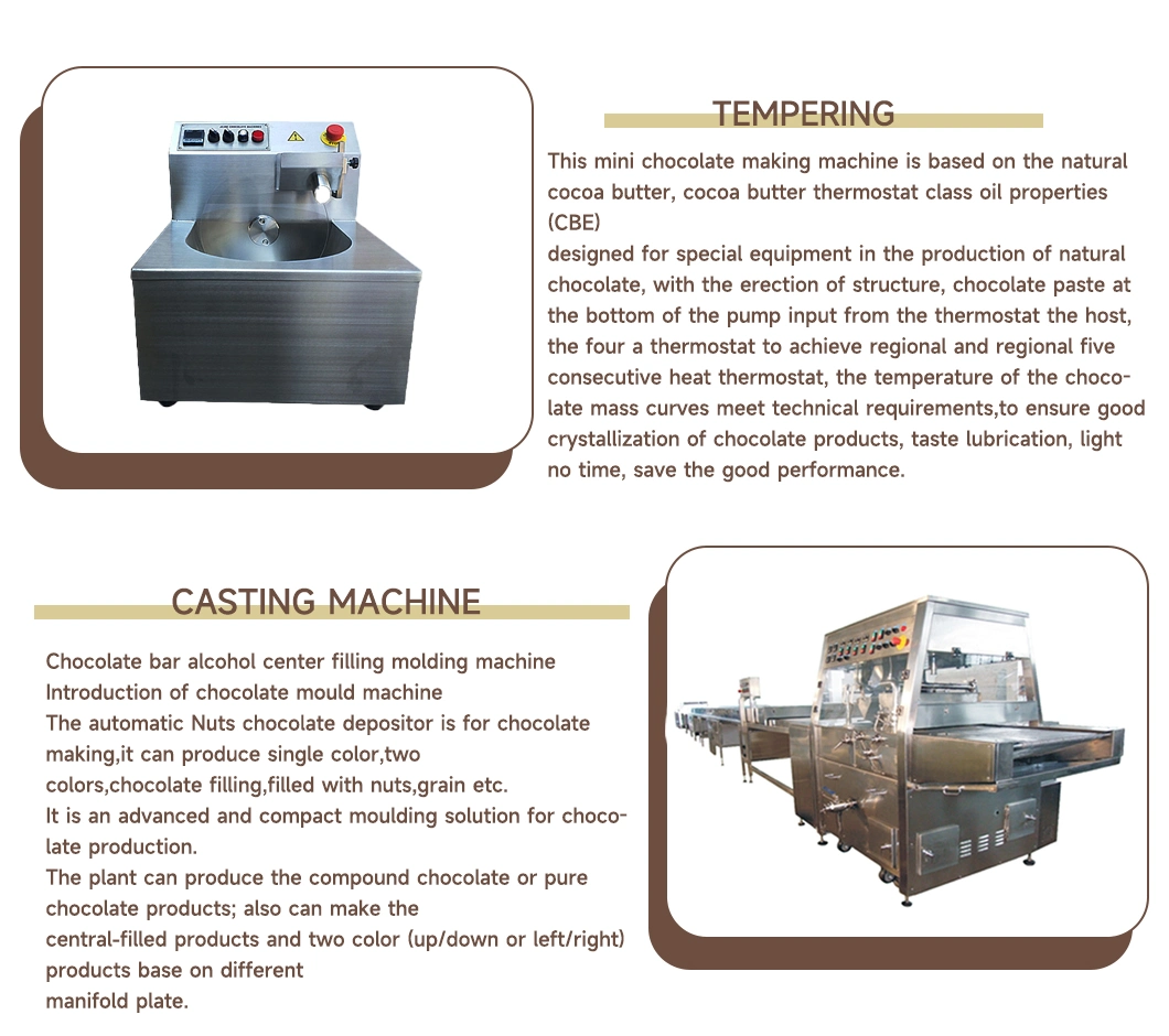 Full Automatic Chocolate Conche Refiner Tempering Molding Cooling Tunnel Machine Equipment Maker