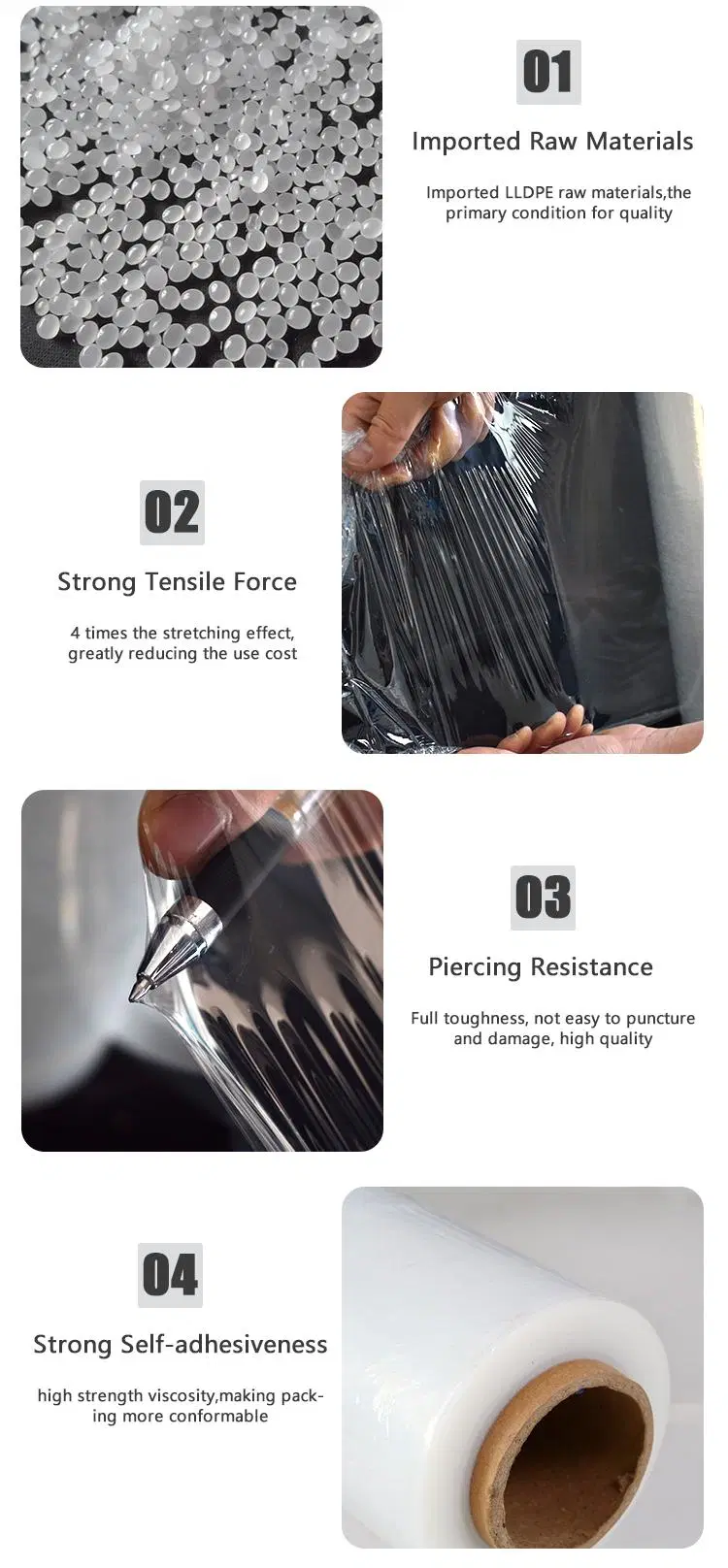 Transparent PE Soft Paper Fwrap Film Rollsck Plastic Customized Package Stretch Film Blow Molding Moisture Proof PVC