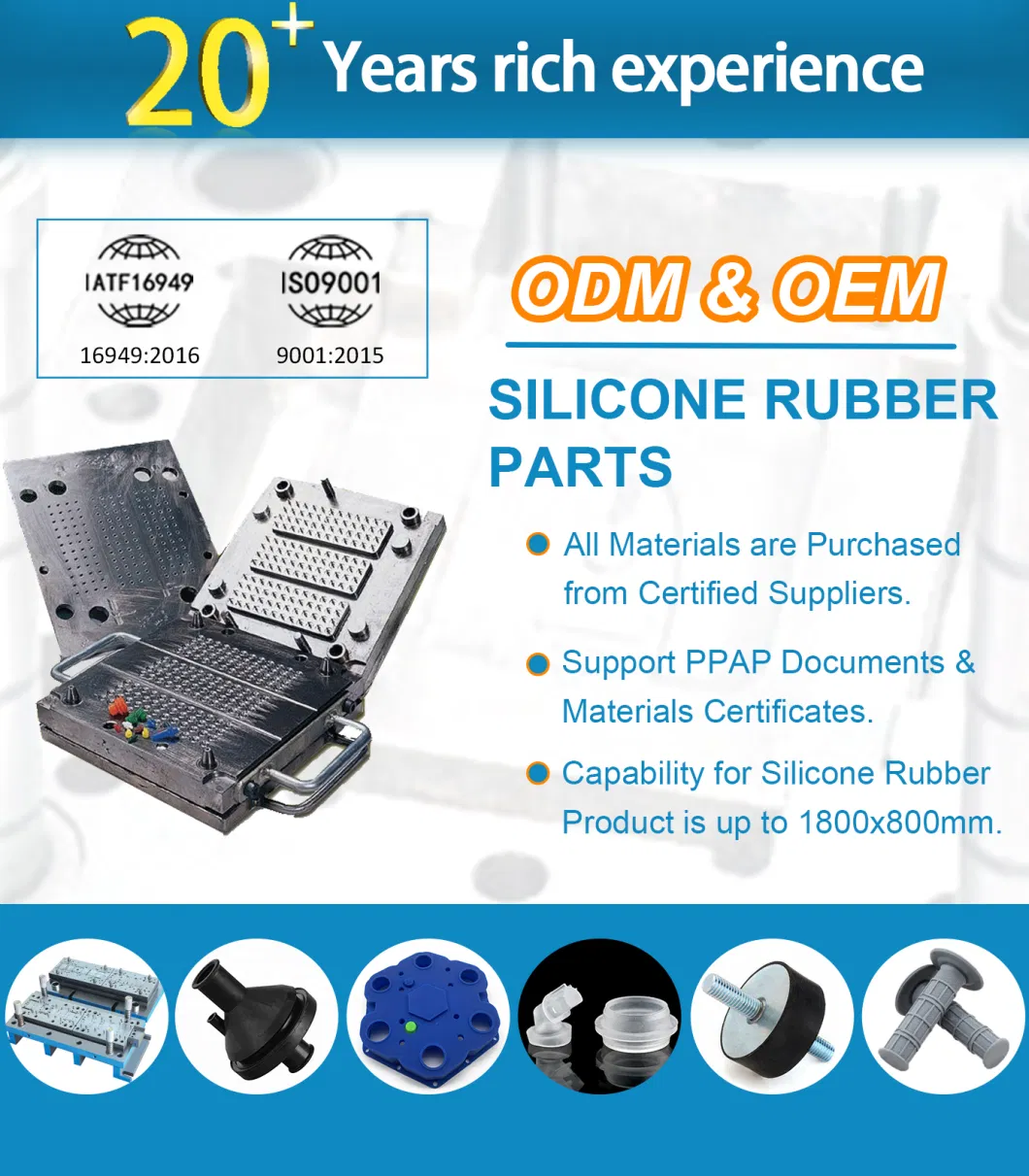 Customized Service for Silicone Compression Molding and Precise Liquid Silicone Injection Molding Silicone Rubber Parts