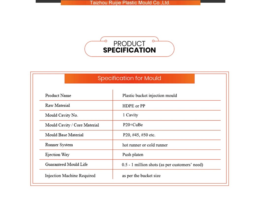 High Quality Plastic Square Bucekt Injection Mould Pail Mold