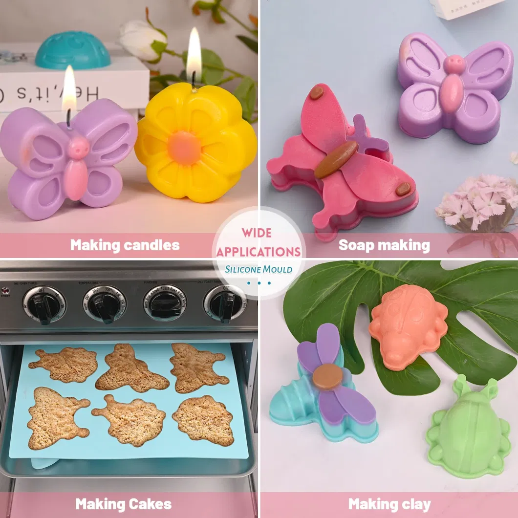 Insect Soap Dragonfly Butterfly Ladybug Shape DIY Baking Chocolate Silicone Molds