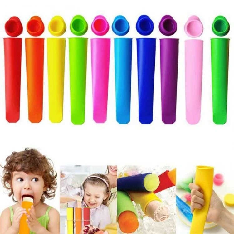 Silicone Ice Pop Mold Drip Free Popsicle Mould for Kids Ice Pole Freezer Tubes with Lids for Snacks Popsicle Yogurt Sticks Juice Ice Candy Pops Molds