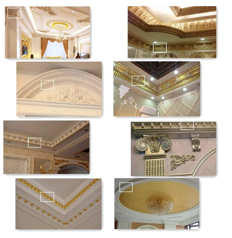 White Color Polyurethane Ceiling Mouldings, Carved Cornice Mouldings / Panel Molding