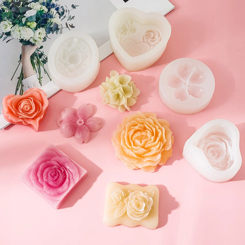 New Silicone 3D Drip Molds DIY Flower Aroma Candle Mold Silicone Plaster Molds