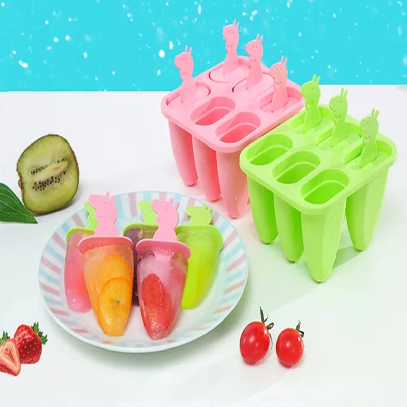 New Summer Cavity Frozen Yogurt Ice Milk Popsicle Mold for DIY Homemade with Wooden Sticks Blue