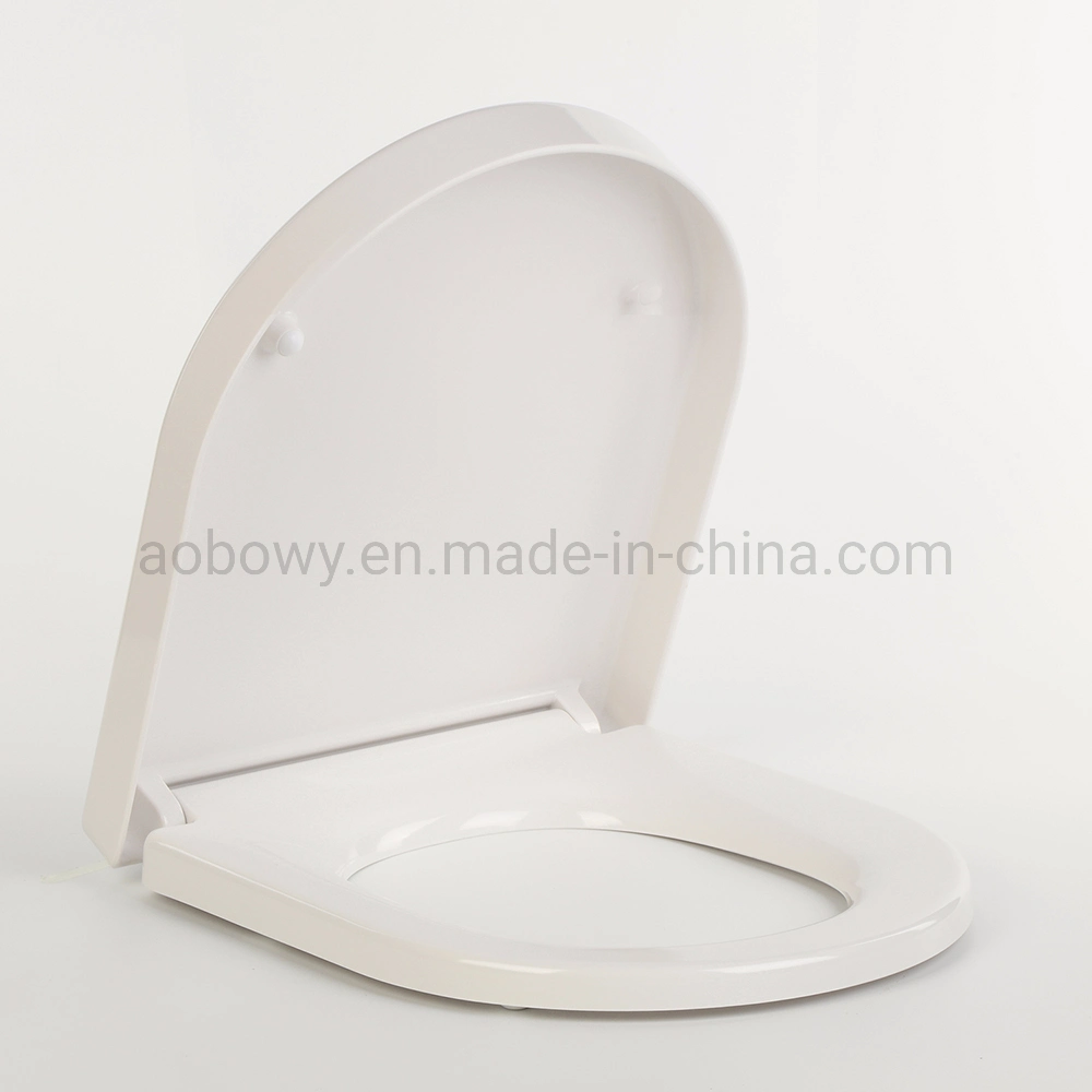 Toilet Seat D-Shape with Cover Soft Close, Easy to Install, Plastic, White, Suitable to D-Shape Toilets