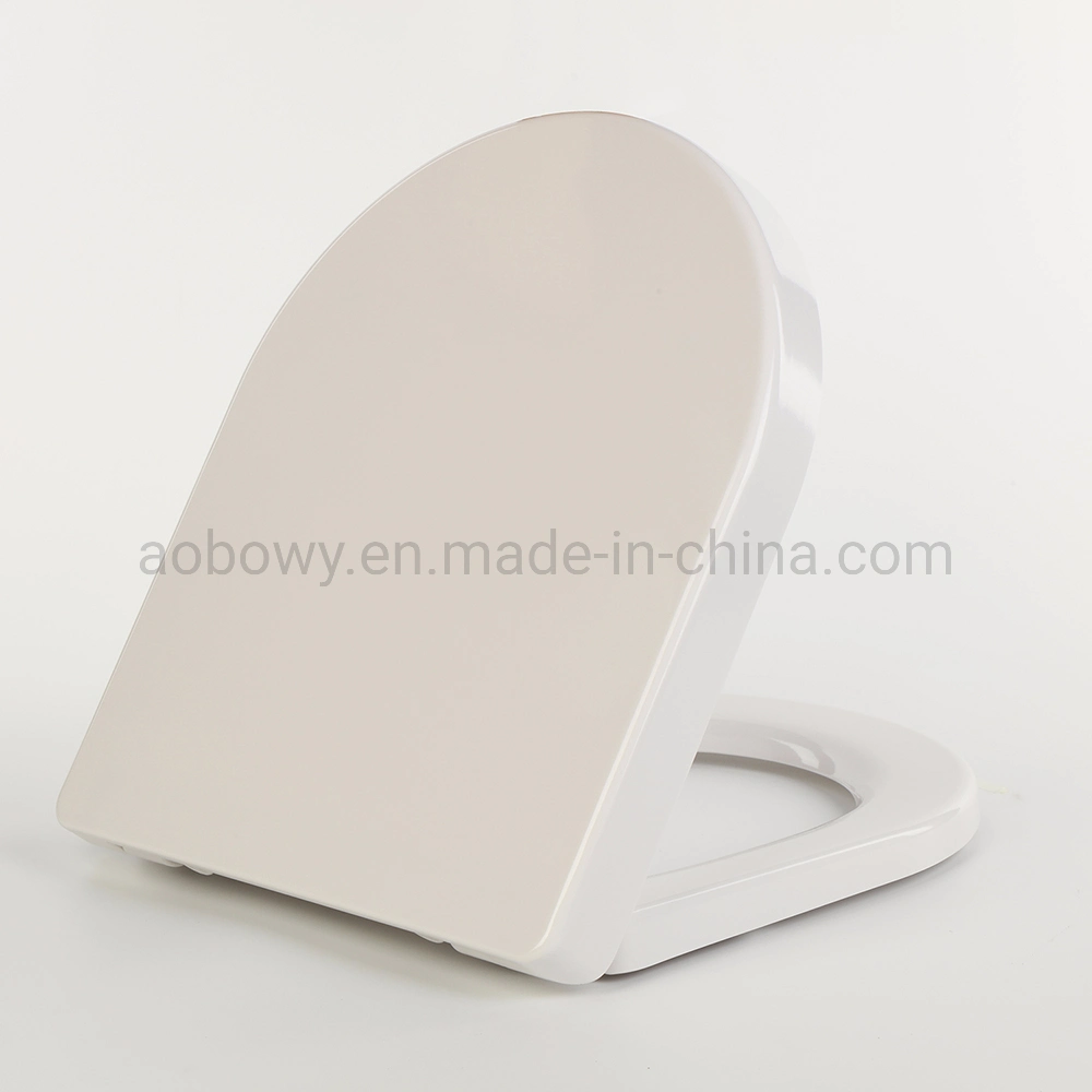 Toilet Seat D-Shape with Cover Soft Close, Easy to Install, Plastic, White, Suitable to D-Shape Toilets