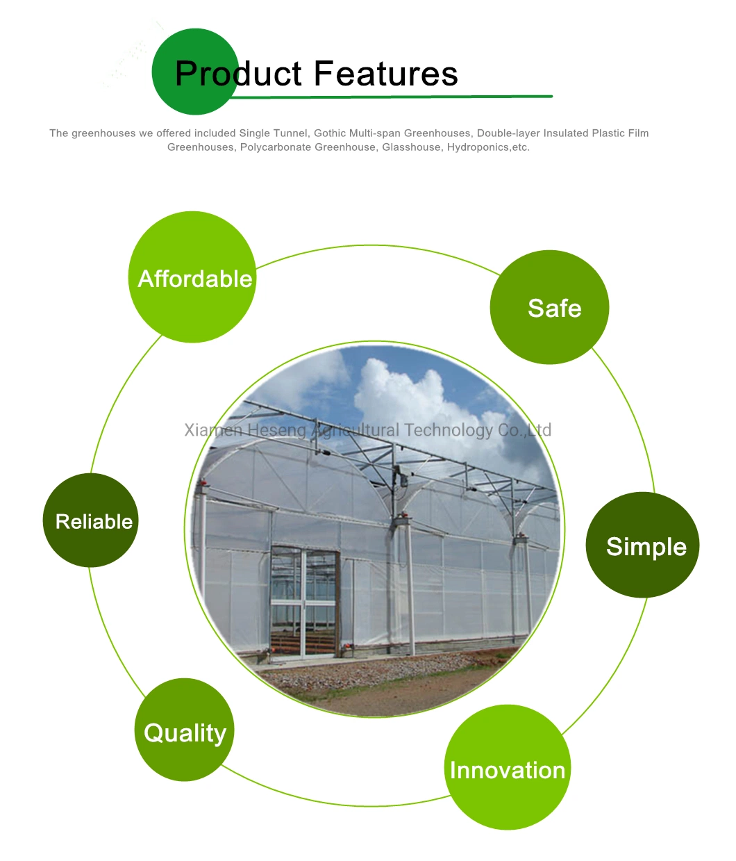 Special Greenhouse Profile Gothic Shape for Agricultural Structures Ovaltech Greenhouse in USA