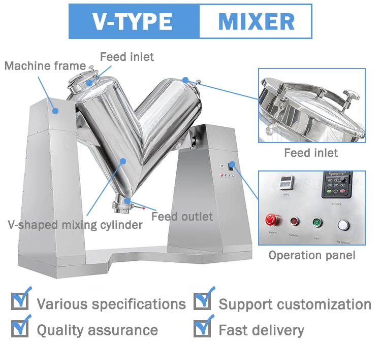 High Efficieccy Suitable for Metal Powder/Carbon Powder/Silicon Powder V Type Mixer V Shape Powder Mixer