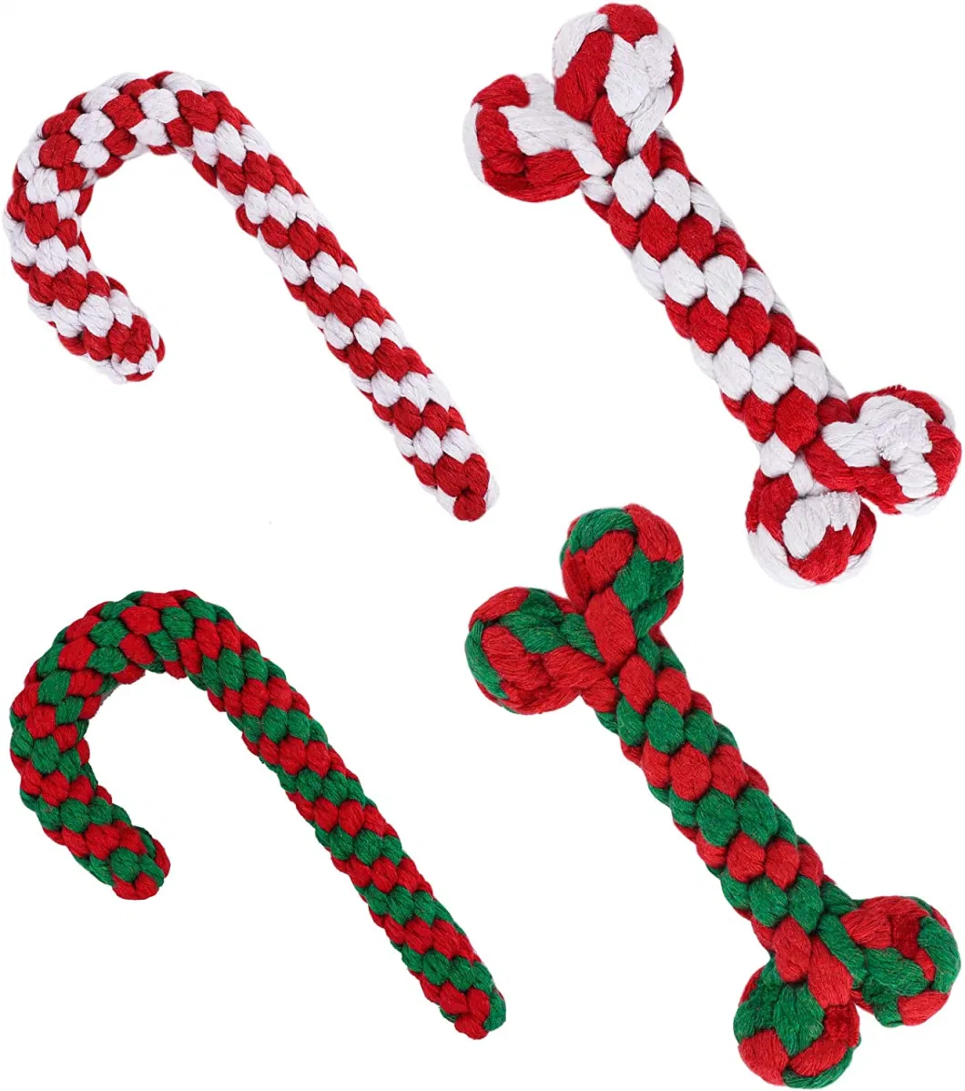 Aggressive Chewable Candy Cane and Bone Shape Suitable Christmas Pet Chew Toy