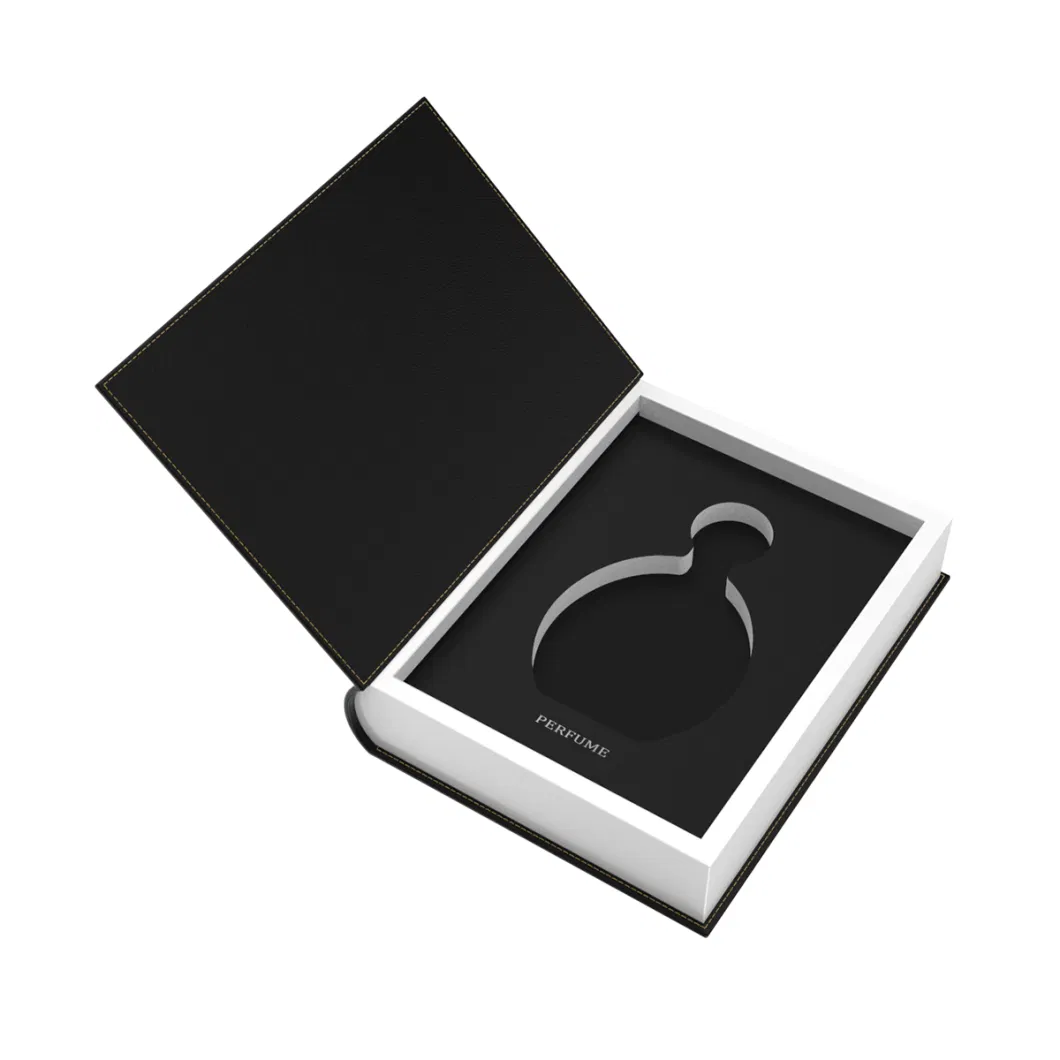 Sawtru Black PU Leather Book Shape Perfume Wooden Gift Box