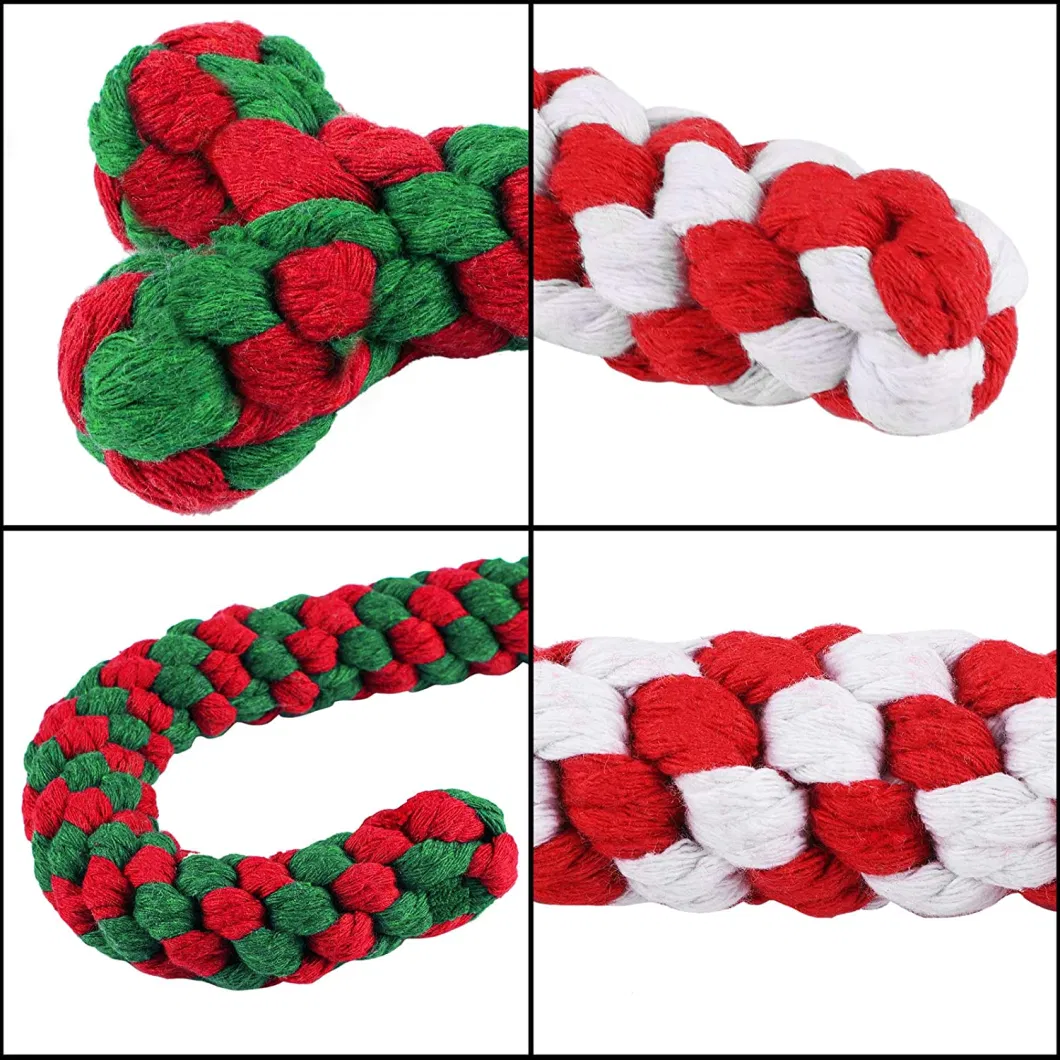 Aggressive Chewable Candy Cane and Bone Shape Suitable Christmas Pet Chew Toy