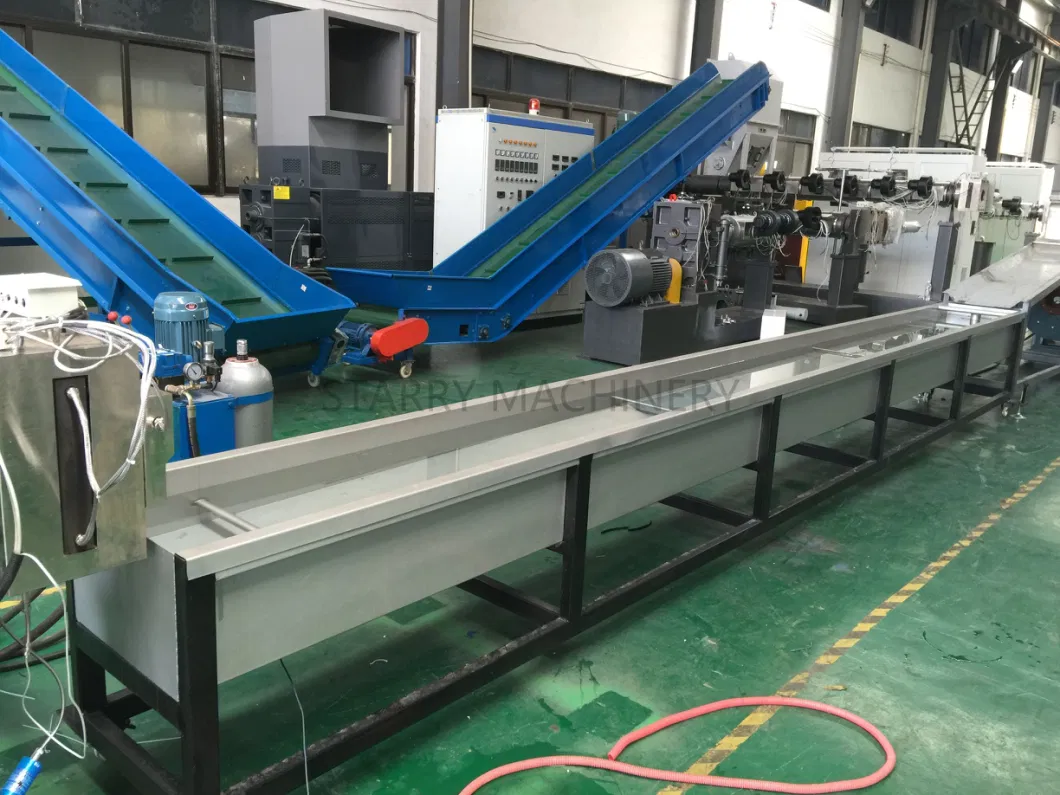 PP PE HDPE LDPE PC PS ABS Single Screw Pelletizing Extruder Pelletizer Line Double Stage Film Bag Bottle Flakes Granulator Waste Plastic Recycling Machine