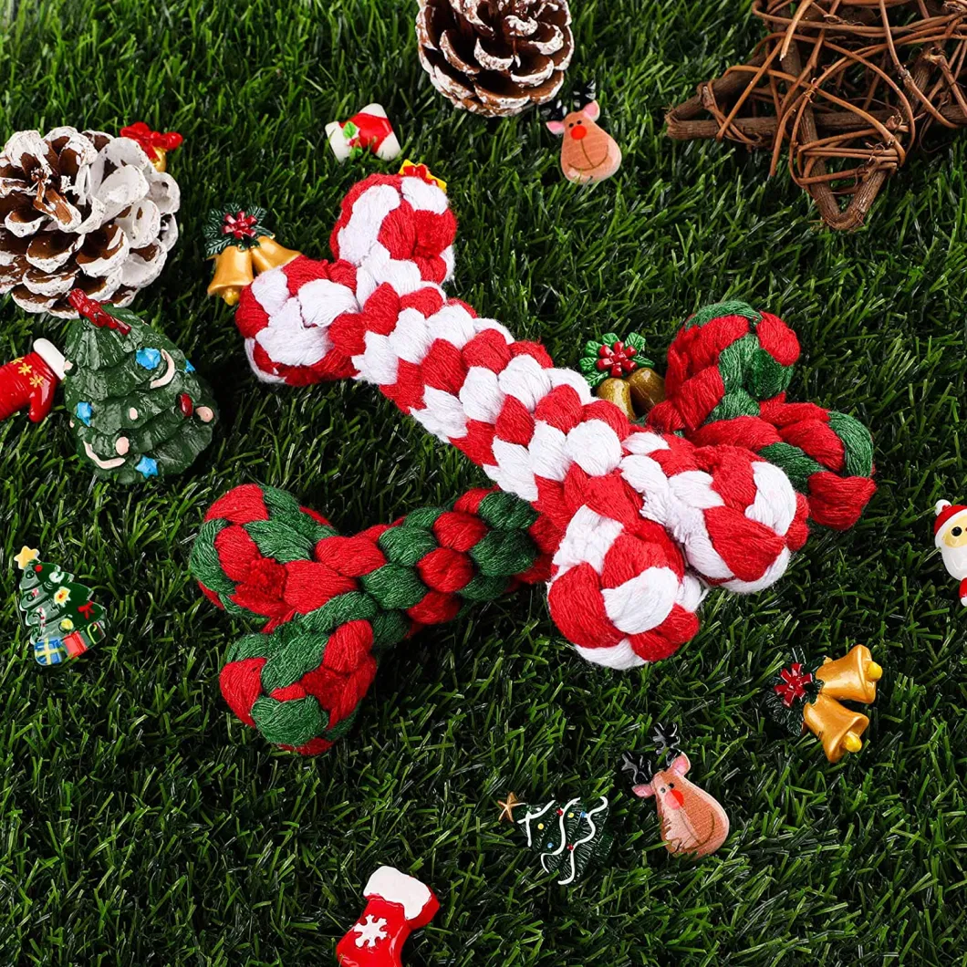 Aggressive Chewable Candy Cane and Bone Shape Suitable Christmas Pet Chew Toy