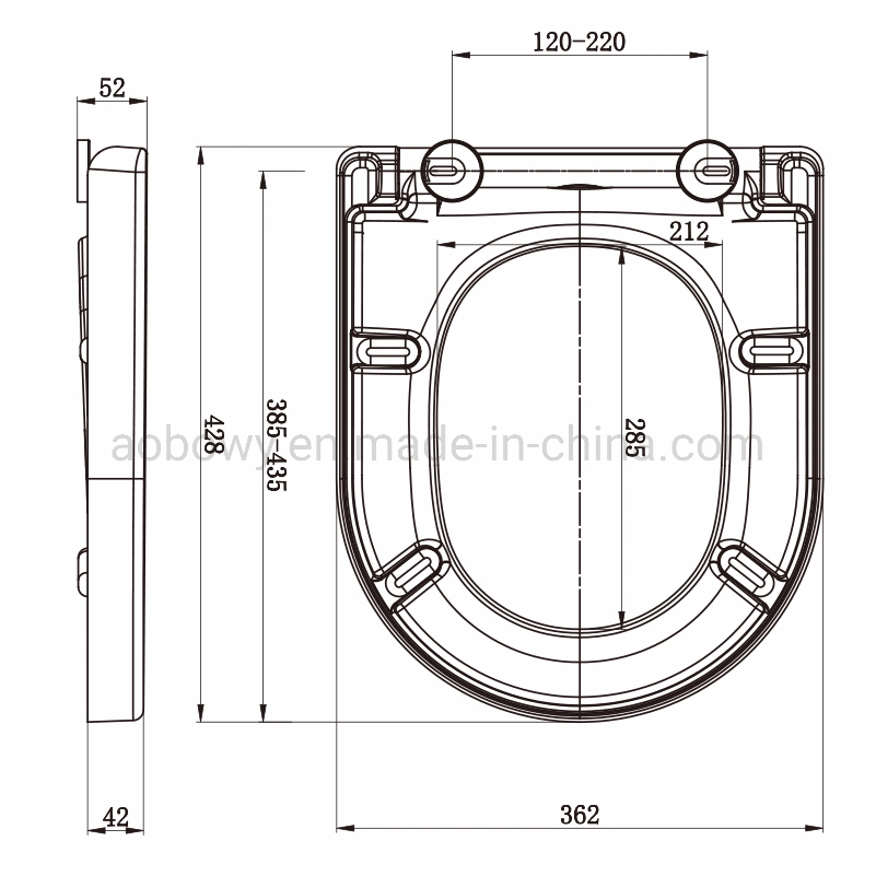 Toilet Seat D-Shape with Cover Soft Close, Easy to Install, Plastic, White, Suitable to D-Shape Toilets