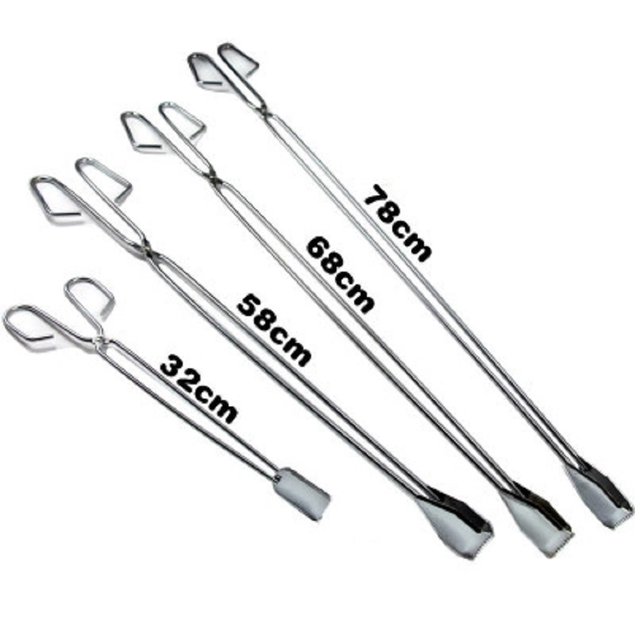 Scissor Shape Tongs Stainless Steel Long Picker Garbage Trash Broken Glass Leaves Long Grabber Pickup Tools Long Handle Clips Barbeque Grilling Tong Esg13759