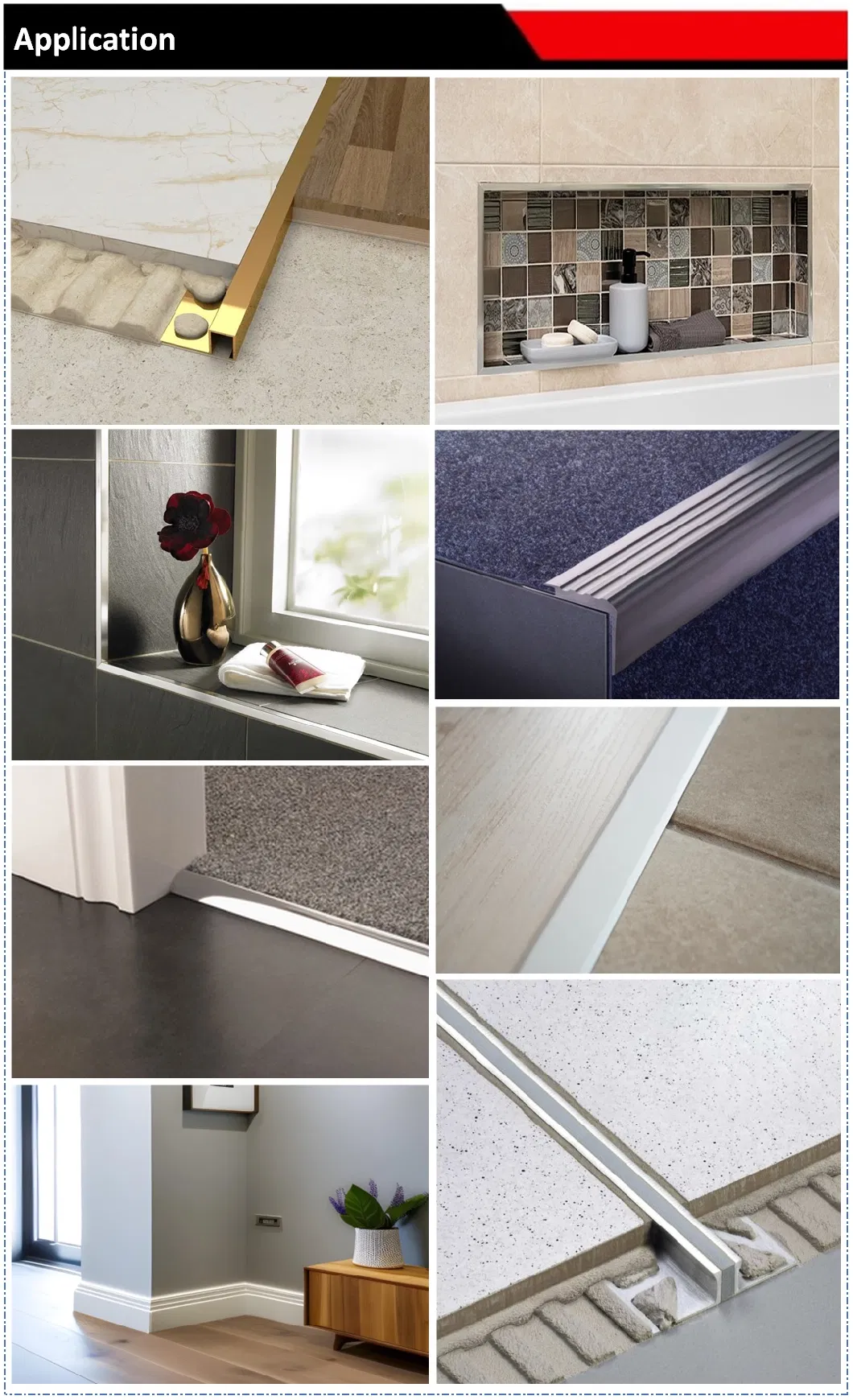 Curved Corner Stainless Steel Tile Edging Trim Strip Ceramic Floor Decor