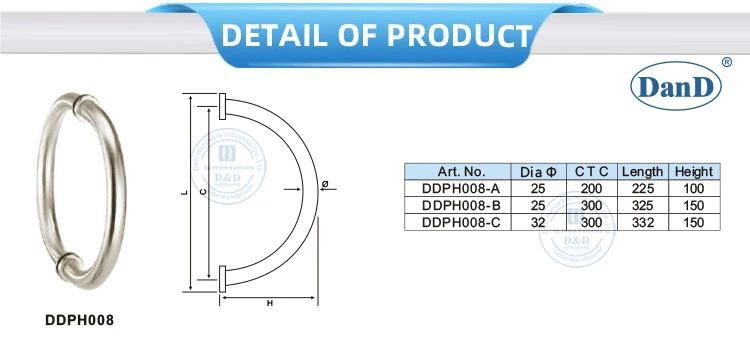 Suitable for Office Building Circle Shape Glass Door Curved Pull Handle