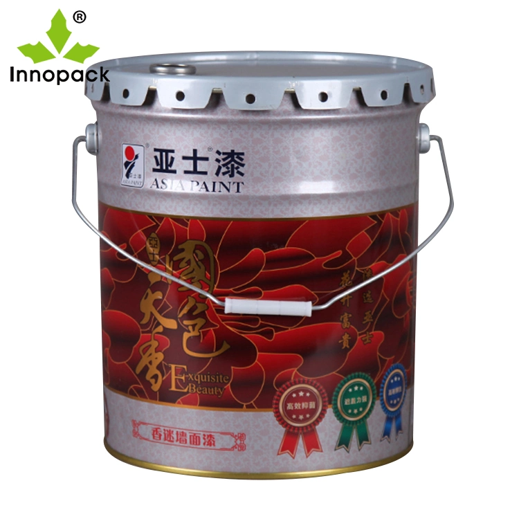 13 Liter Metal Tin Paint Pail Bucket with Flower Shape Lid