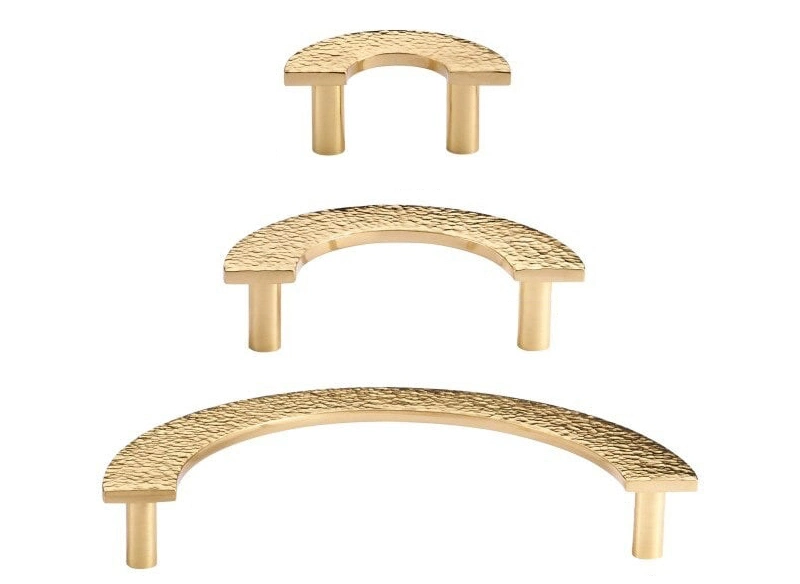 Koppalive Hammered Semi-Circular Knob Brass Gold Drawer Pull Kitchen Cabinet Hotel Half Round Handle