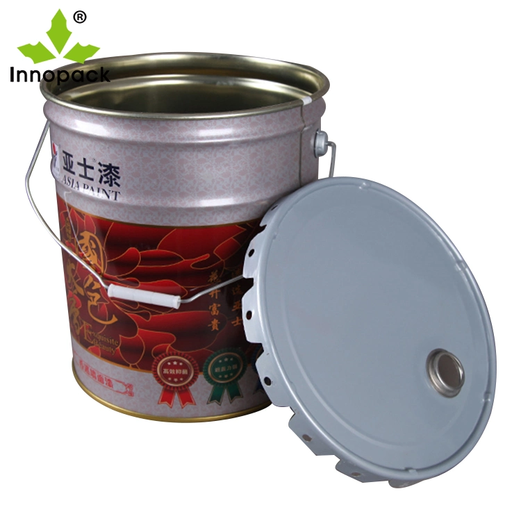 13 Liter Metal Tin Paint Pail Bucket with Flower Shape Lid