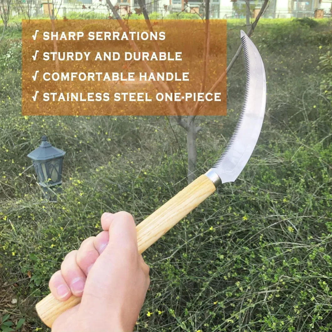 Factory Outlet Sawtooth Grass Sickle Stainless Steel One-Piece Molding Gardening Tool