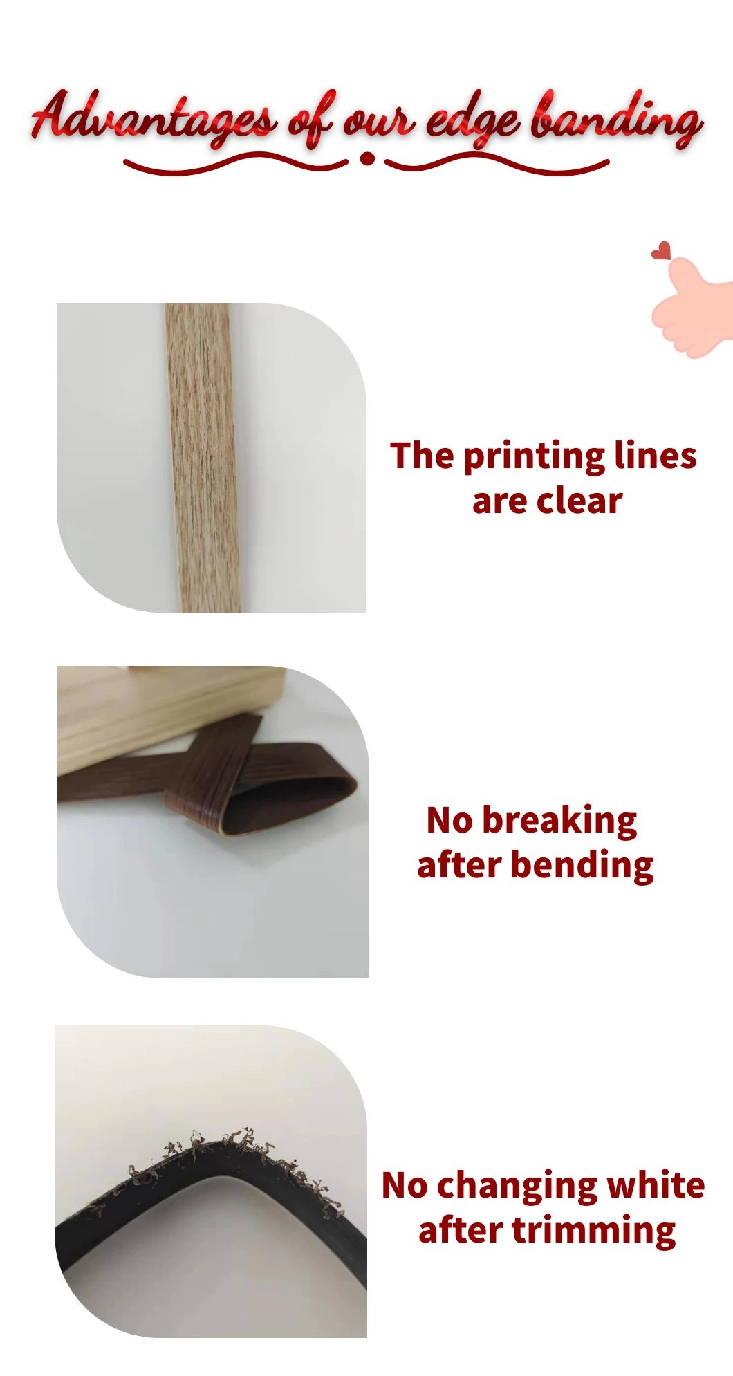 Yueda Edge Banding Corner Strip Side Particle Board Plastic Edge Banding Strip