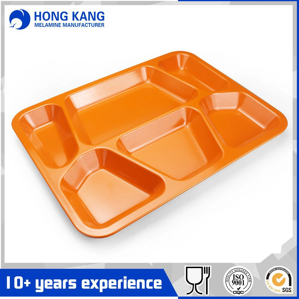 Kitchenware Plastic Square Shape Dinner Melamine Plates for Canteen