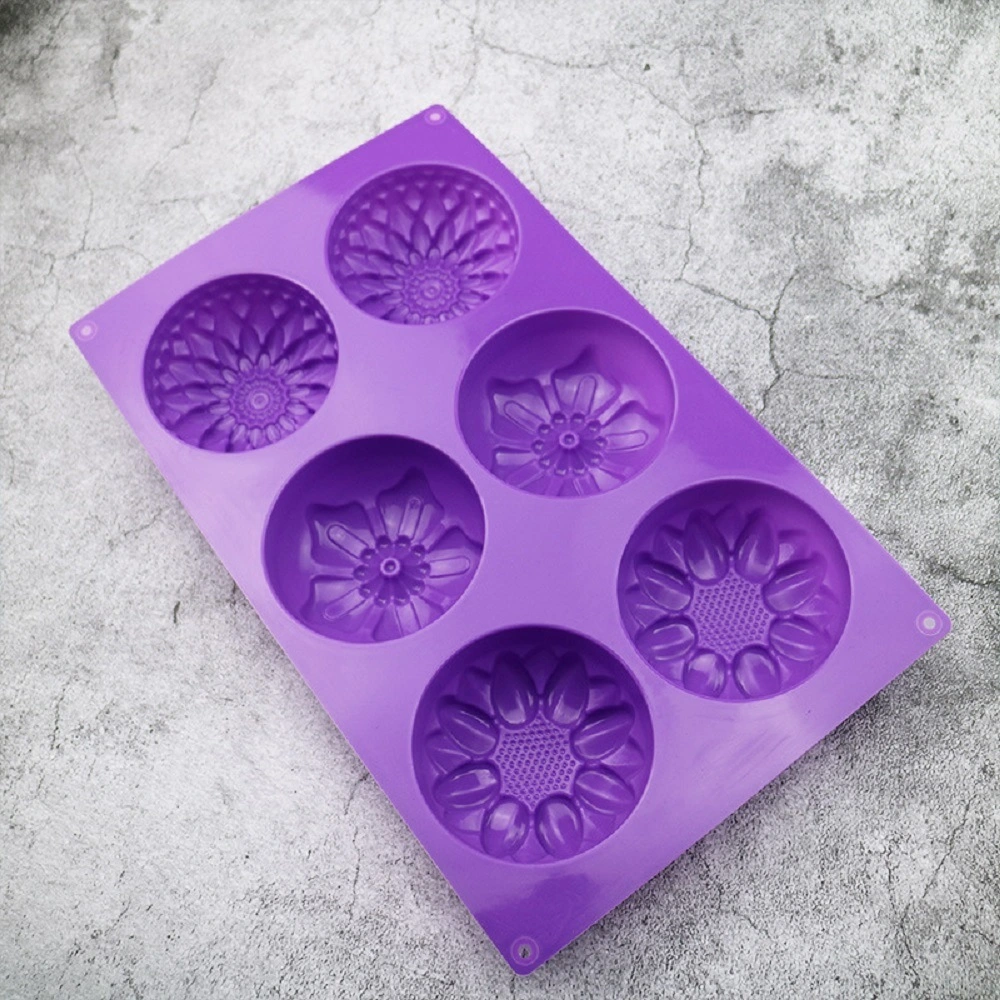 Mixed Flower Shapes Cupcake Backing Mold 6 Cavity Silicone Mi17461