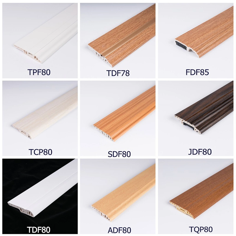 Foshan Factory Hot Selling Waterproof Wood Grain 60mm Height PVC Skirting Molding