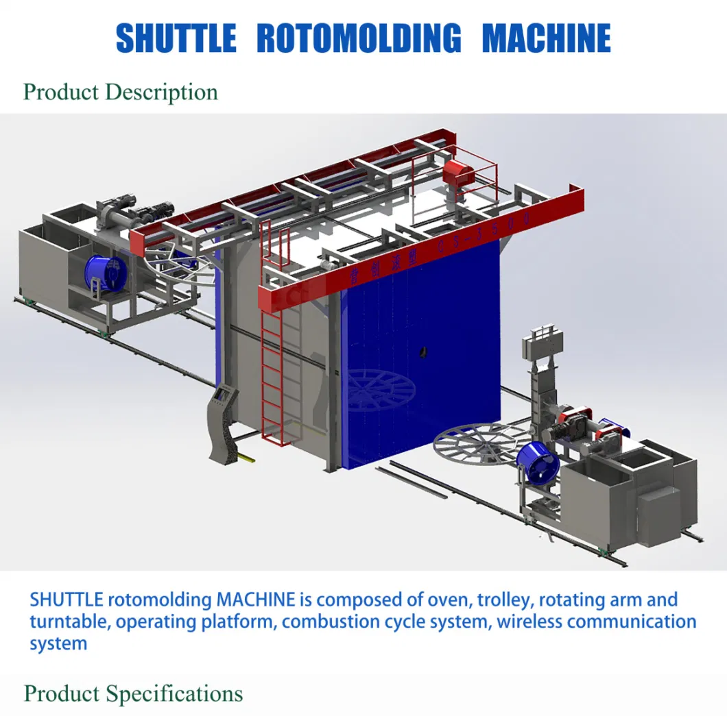 Two Arms Two Carriages Shuttle Rotomolding Machine Plastic Machine for Making Large Water Tank