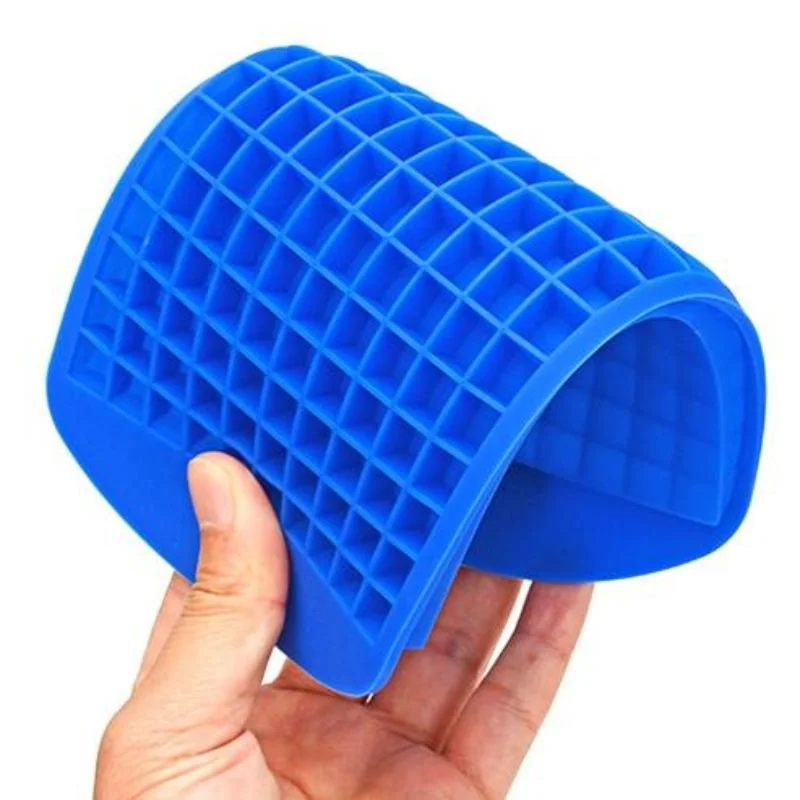 Blue 160 Cells Molds Square Shaped Ice Tray Mini Silicone Material