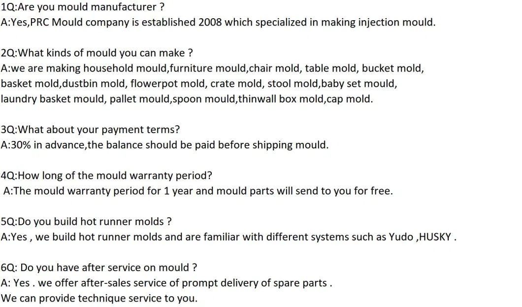 Customized Injection Plastic Furniture Chair Table Stool Molds/Mould/Mold/Molding Making