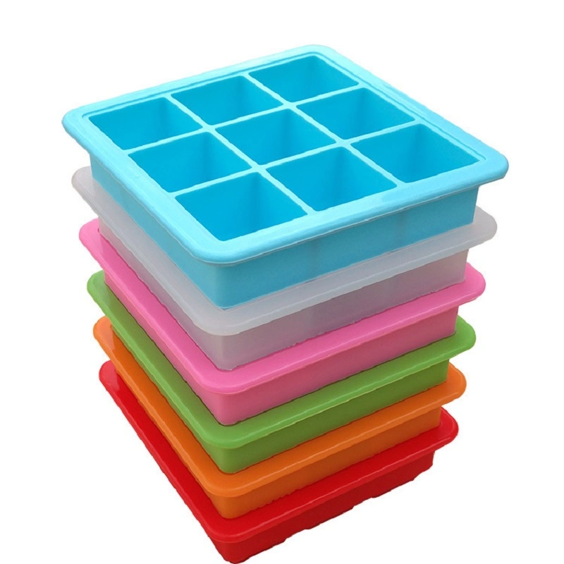 Wholesale 9 Cavity Square Silicone Ice Cube Tray Mold