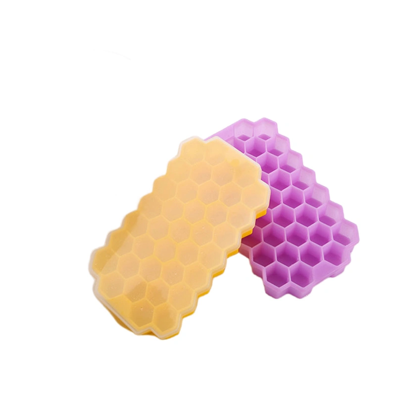 Food Grade Eco-Friendly Silicone Honeycomb Shape 37 Holes Silicone Ice Cube Tray Mold with Lids