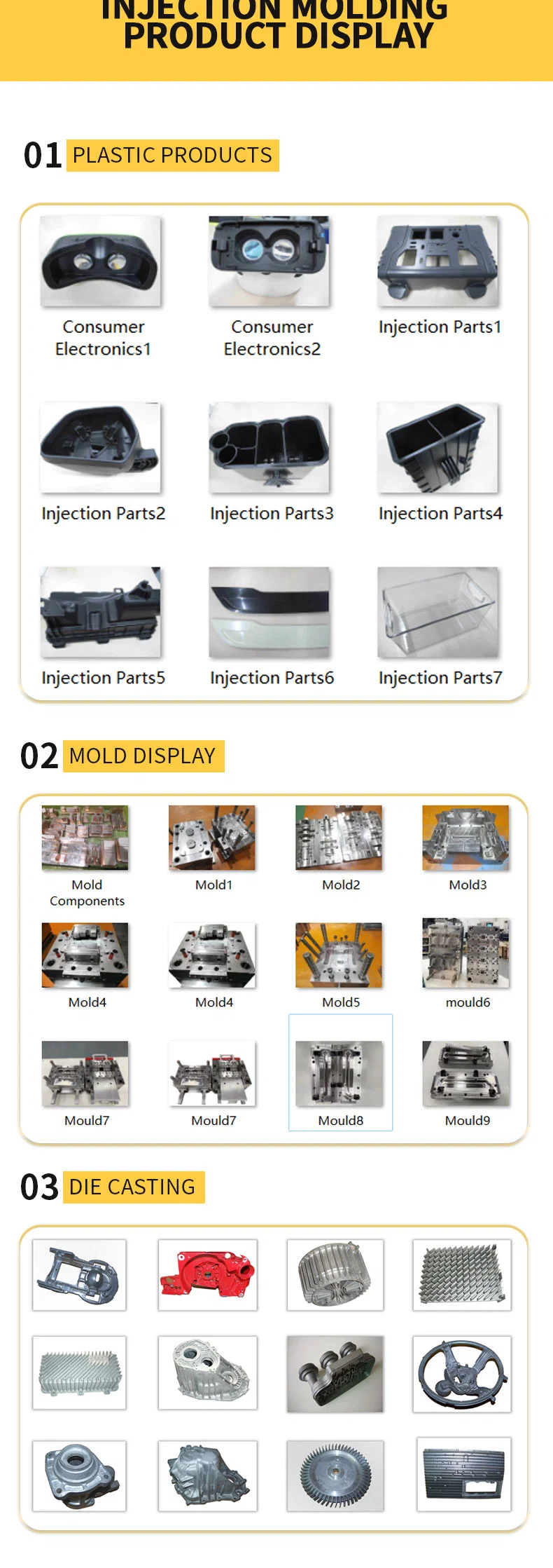 Precision Double Auto/Electronic Die Casting Mold/Mould/Molding Part Injection Plastic Tooling