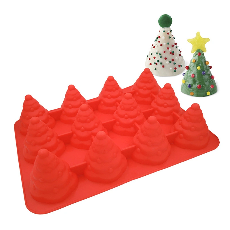 12 Cavities Food Grade Silicone Christmas Tree Shape Cake Mold Baking Tools