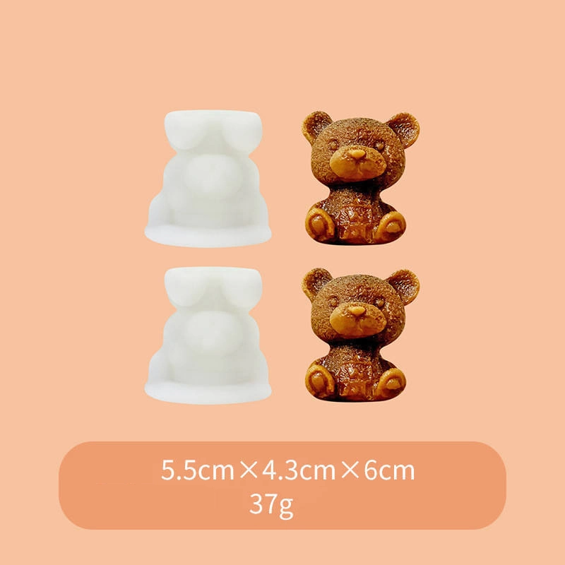 Cute Animal 3D Food Grade Molds Silicone Ice Cream Cube Teddy Bear Maker Ball