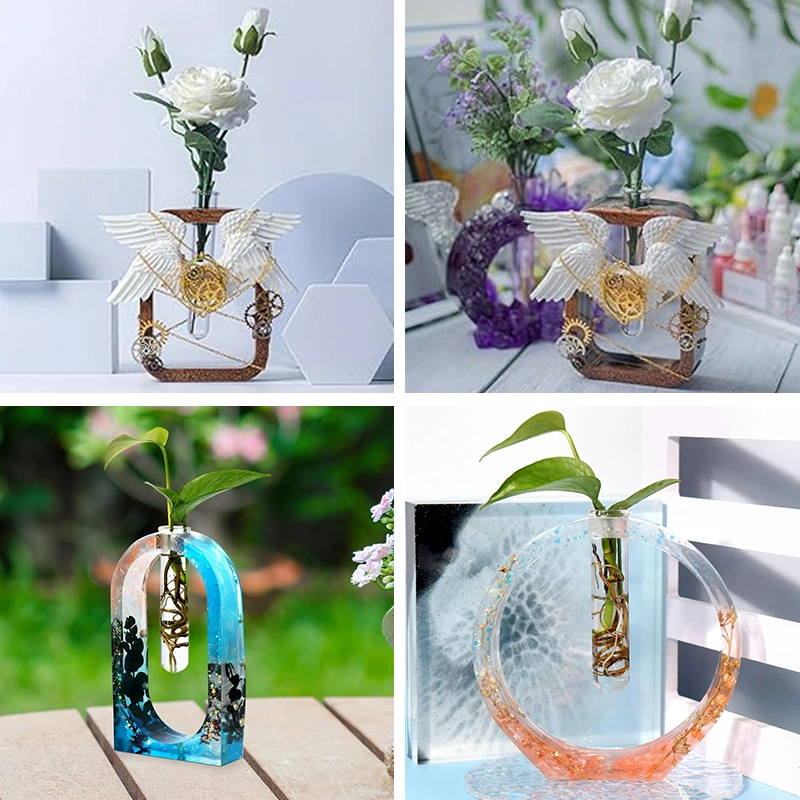 Hydroponic Vase Mold with Test Tube Set DIY Vase Arrangement Crystal Drip Flowerware Silicone Mold Foreign Trade Goods