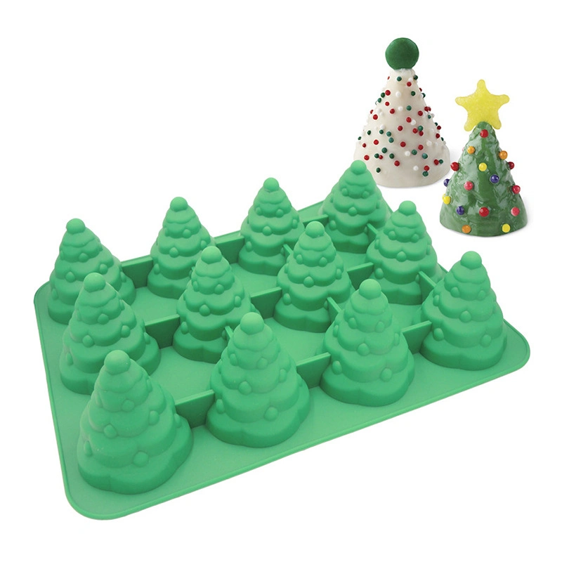 12 Cavities Food Grade Silicone Christmas Tree Shape Cake Mold Baking Tools