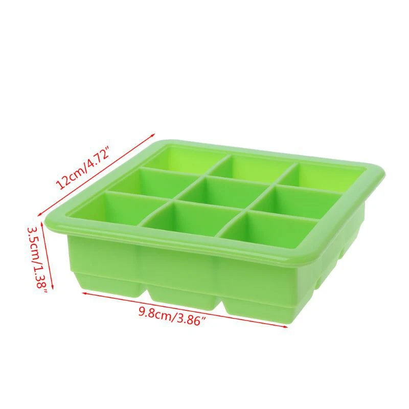 Wholesale 9 Cavity Square Silicone Ice Cube Tray Mold