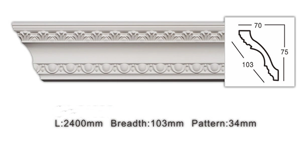 Corrosion Resistance Polyurethane Building Materials Interior Decoration Ceiling Moldings 103mm / 4 Inch Width