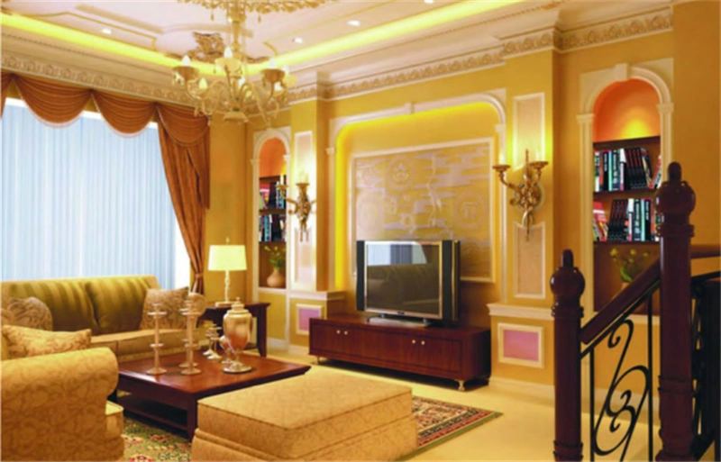 White Color Polyurethane Ceiling Mouldings, Carved Cornice Mouldings / Panel Molding