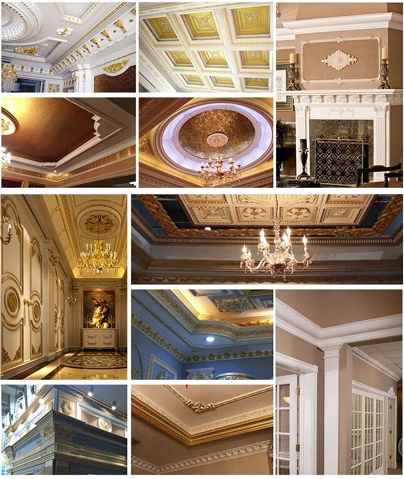Marble Design Polyurethane Crown Molding, White Color Flat Panel Molding for House